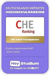 CHE-Ranking-Siegel 2022/2023 für den Studiengang Erziehungswissenschaften