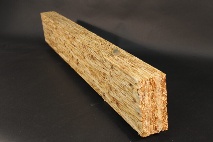 Das Bild zeigt eine Holzleiste, hergestellt aus Miscanthus.