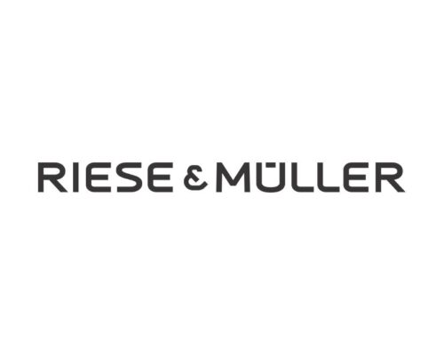 Logo von Riese & Müller, schwarzer Text auf weißem Hintergrund.
