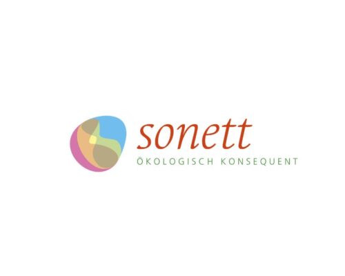 Logo der Marke Sonett mit Slogan 'Ökologisch konsequent'.