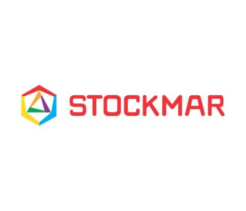 Das Logo von Stockmar, bestehend aus einem sechseckigen Symbol in Regenbogenfarben links, neben dem roten Schriftzug 'STOCKMAR'.