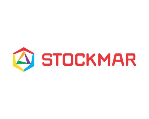 Das Logo von Stockmar, bestehend aus einem sechseckigen Symbol in Regenbogenfarben links, neben dem roten Schriftzug 'STOCKMAR'.