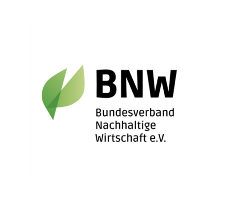 Das Logo des Bundesverbands Nachhaltige Wirtschaft e.V. Enthält ein Blatt-Symbol links neben den Buchstaben BNW.