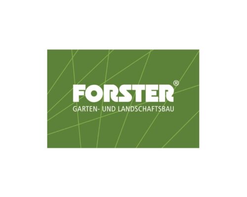 Grünes Logo mit dem Text 'FORSTER Garten- und Landschaftsbau'.