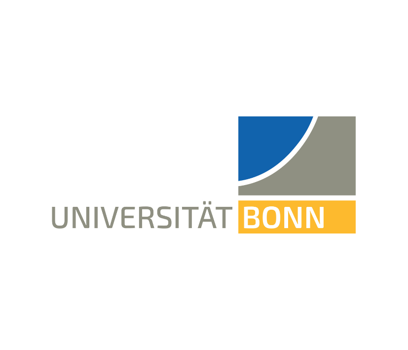 Logo der Universität Bonn mit einem abstrakten Design in Blau und Grau, gefolgt von dem Text 'UNIVERSITÄT BONN'.