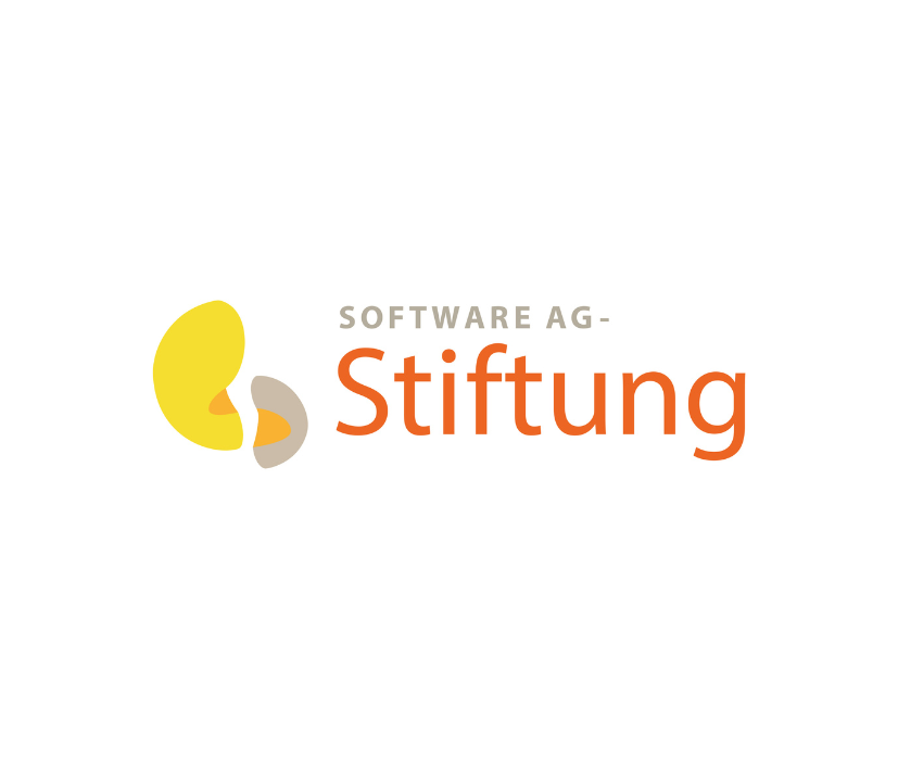 Logo der Software AG-Stiftung mit einem gelben und einem grauen Symbol links, daneben der Text 'Software AG-Stiftung' in Grau und Orange.