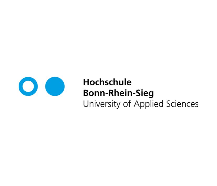 Logo der Hochschule Bonn-Rhein-Sieg, bestehend aus zwei blauen Kreisen und dem Text, der den Namen und den englischen Zusatz 'University of Applied Sciences'