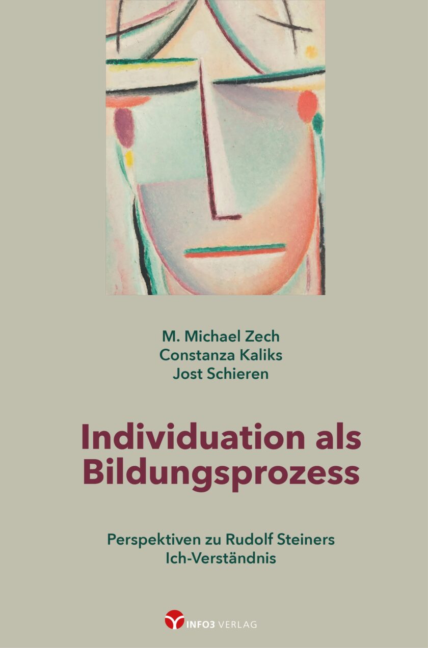 Buchcover mit abstraktem, pastellfarbenem Gesicht im oberen Bereich. Darunter stehen die Autorennamen M. Michael Zech, Constanza Kaliks und Jost Schieren. Titel